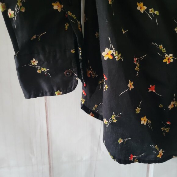 Lauren Ralph Lauren Black Floral Print Blouse, 100% Cotton, Women’s 1X, Floral - Picture 3 of 9